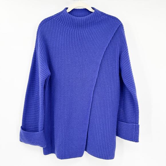 Athleta Womens Azalea Wrap Slit Merino Wool Cashmere Knit Mock Neck Sweater S - Picture 2 of 8